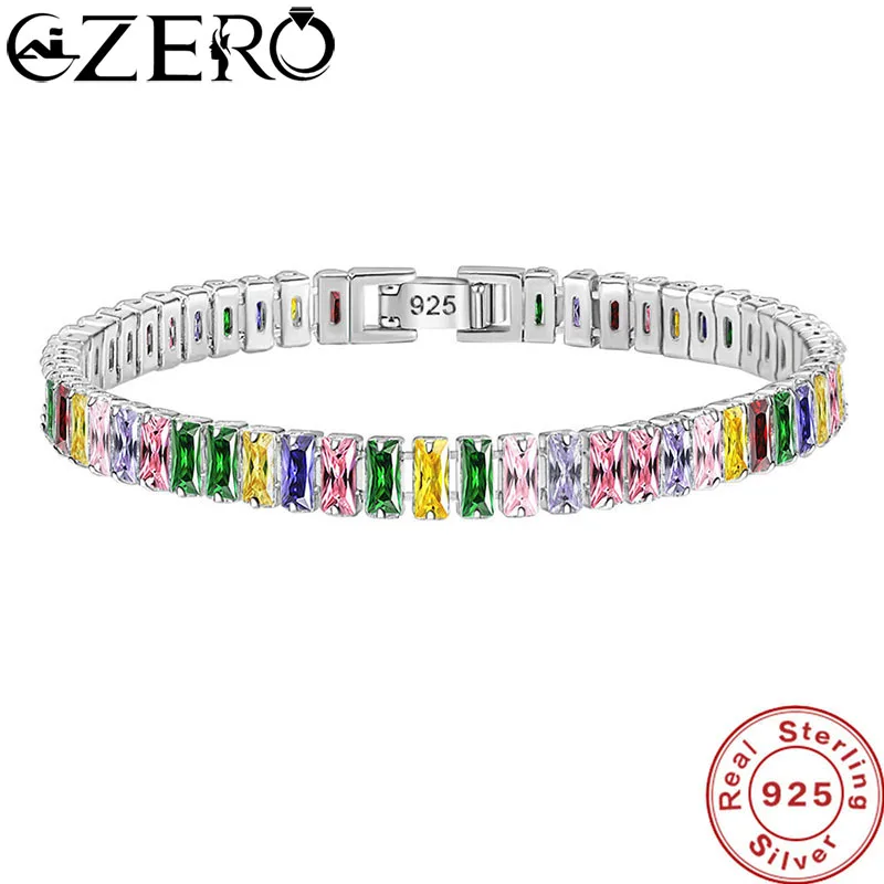 

925 Sterling Silver Bracelet Light Luxury Colored Zirconia Hand Jewelry Bracelet Women Charm Jewelry Gift Party