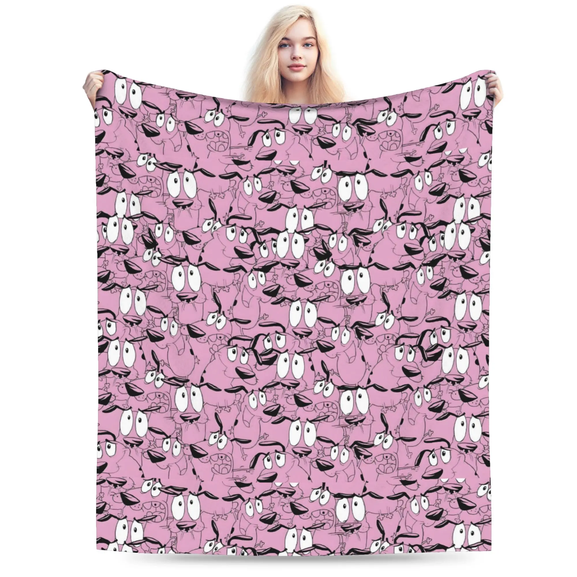 Custom Cowardly Dog Blanket Warm Fleece Soft Flannel Cartoon Courage Beagle Throw Blankets for Bedding Sofa Home Spring Autumn