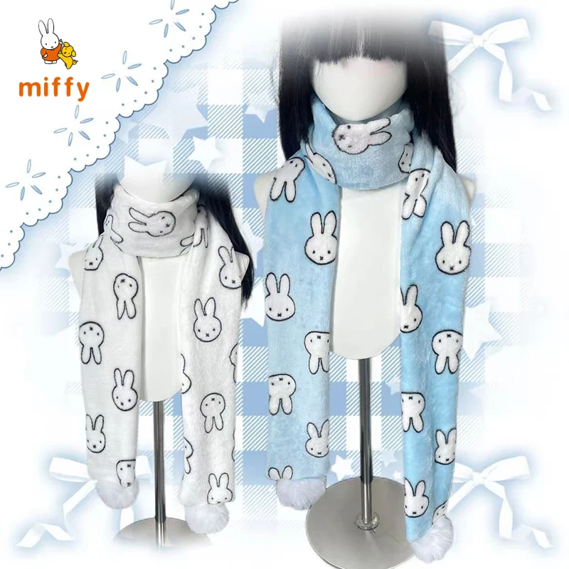 

Kawaii Miffy Scarf Creative Cartoon Comfortable Warm Scarves Dopamine Fashion Anime Accessories Girls Perfect Birthday Present