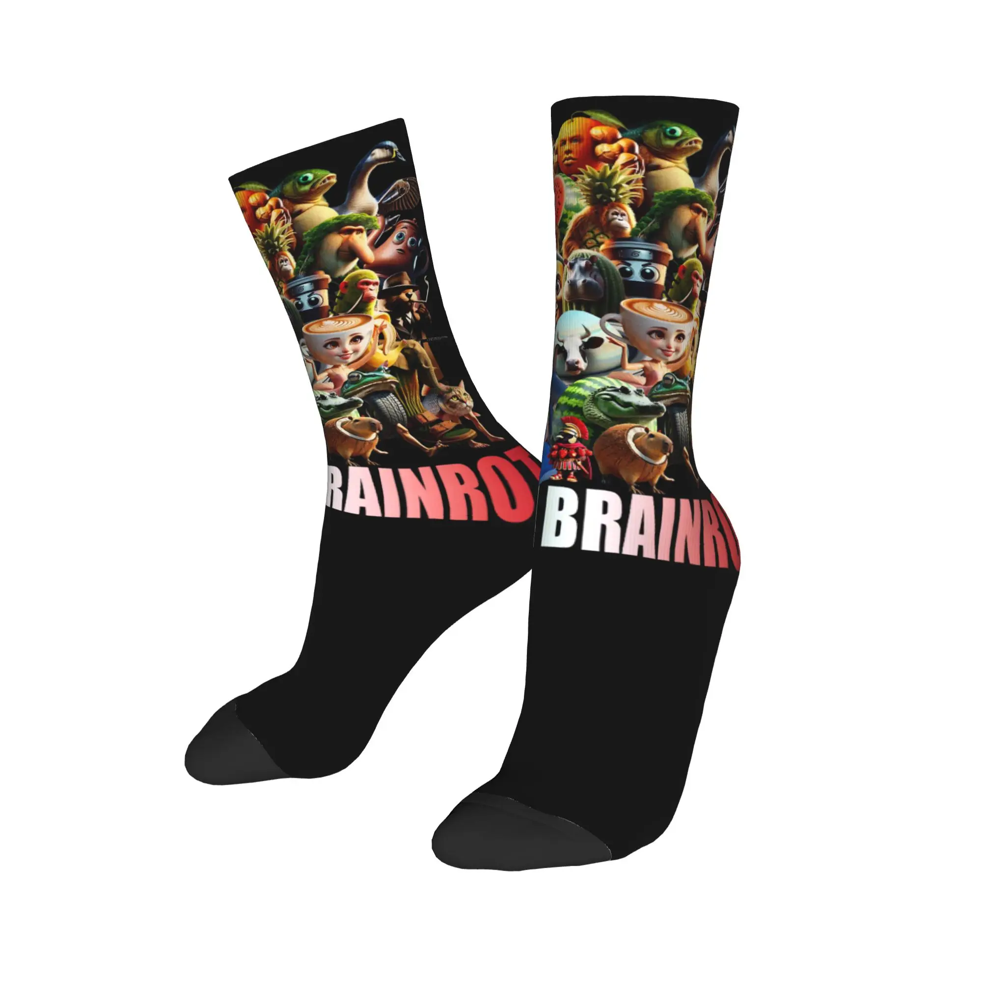 Winter Warm Fashion Unisex Italian Brain Rot Characters Brainrot Socks  Breathable Skateboard Socks