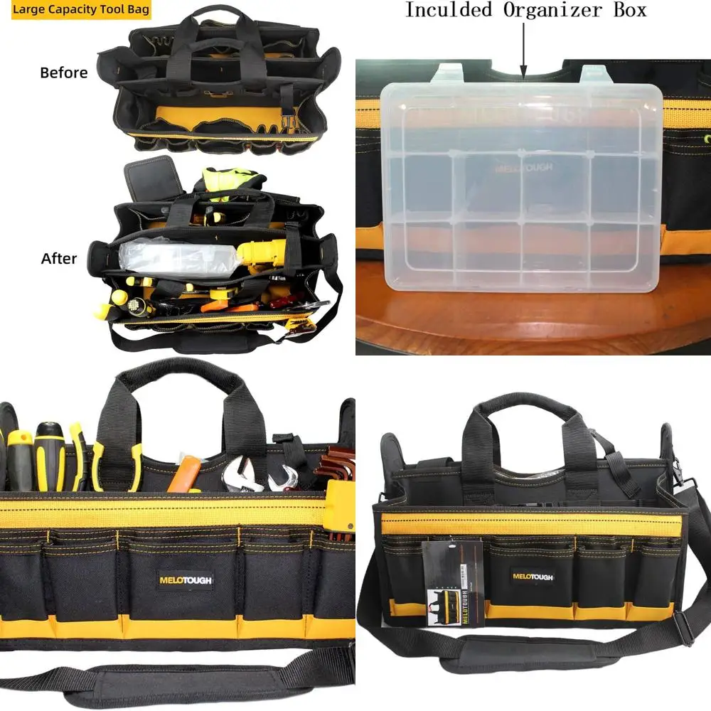 

17 Shoulder-Strap Electrician's Tool Bag with Plastic Tray for HVAC & Construction Projects