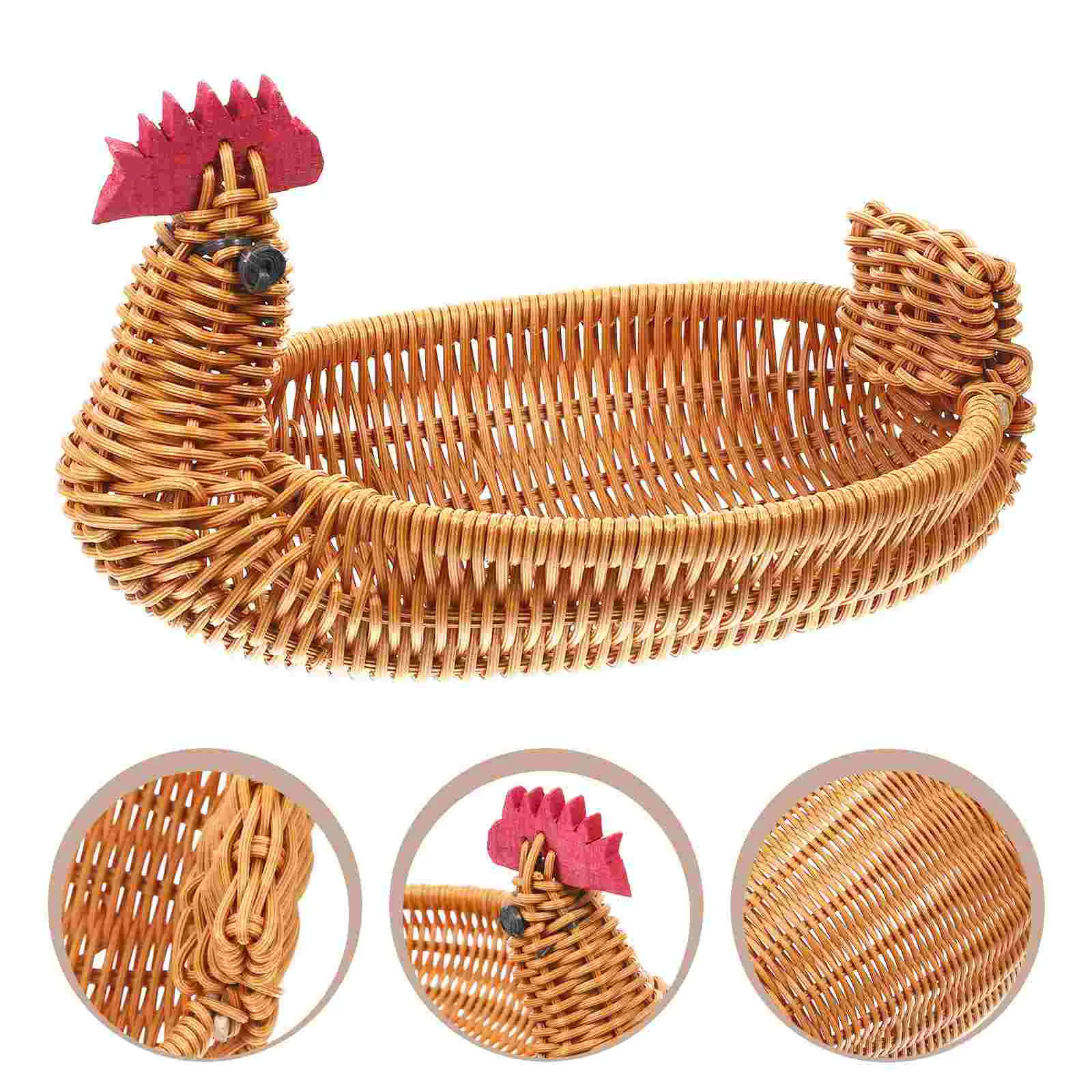 

Storage Basket Food Woven Egg Holder Rattan Snacks Chic Bread Natural Serving for