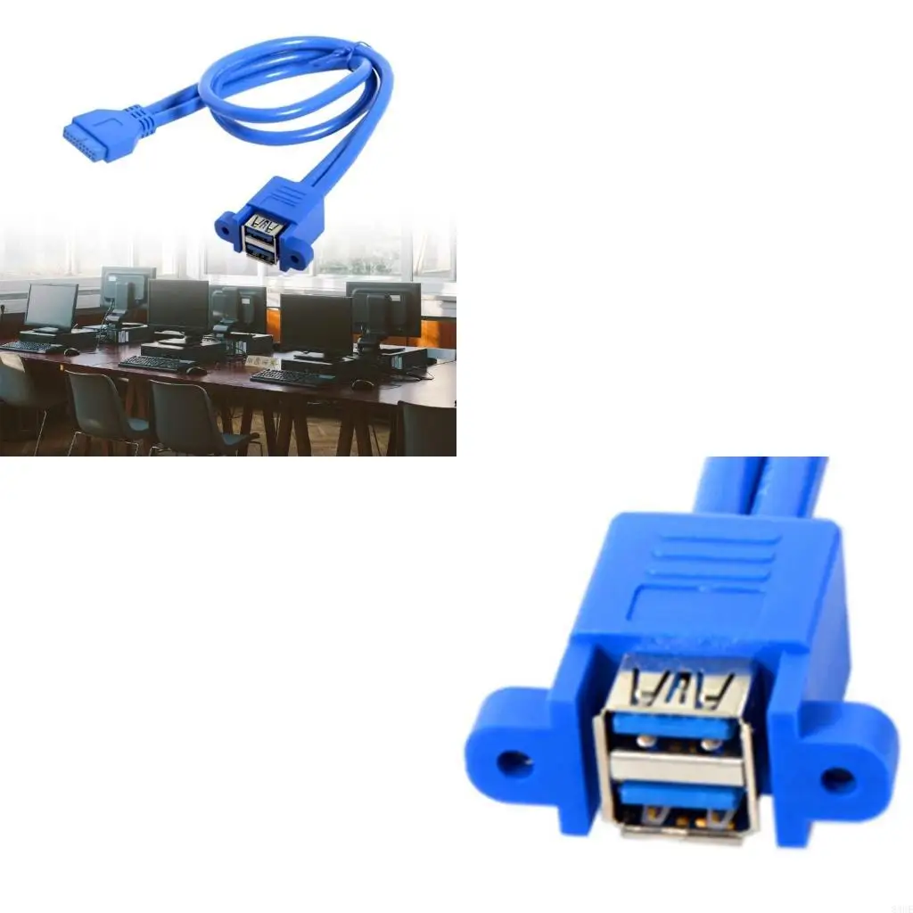 83CE USB3.0 Female Panel Type to Motherboard 20Pin Header Cable Double Ports