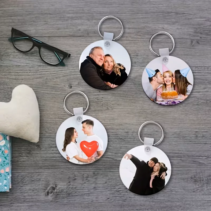 Chaveiro de MDF com foto dupla face personalizada - dia dos namorados personalizado, dia das mães, presente de dia dos pais, lembrança de etiqueta de chave branca