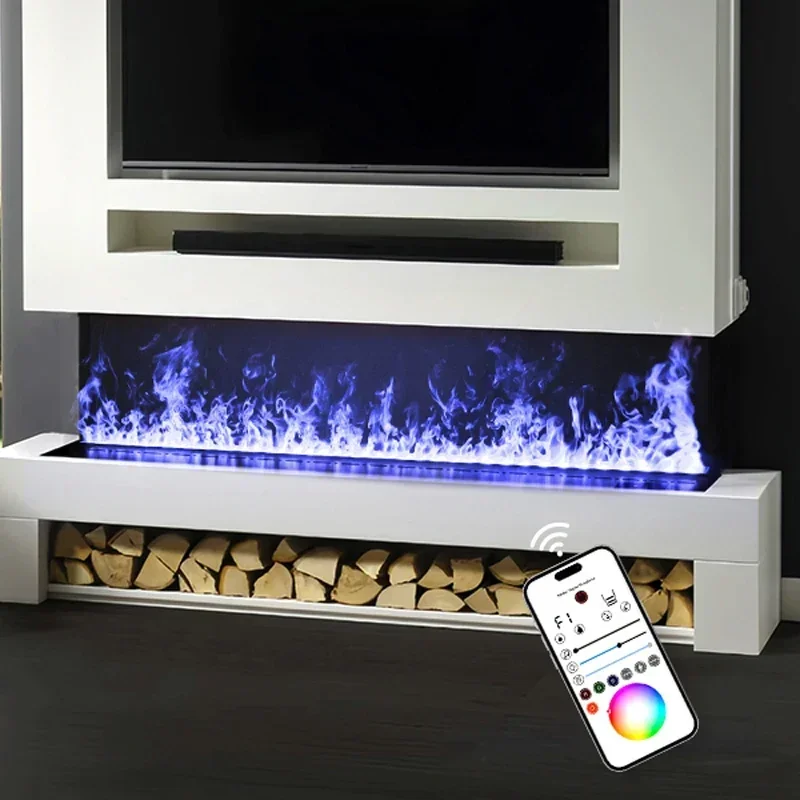 Indoor Decoration APP Control Smart Home LED Fireplace Multicolor Touchable Flame Embedded Steam 3D Atomizing Electric Fireplace