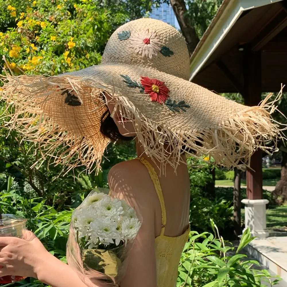 

Повседневная шляпа в стиле бохо из рафии с широкими полями, складная, плетеная, легкая, для девочек