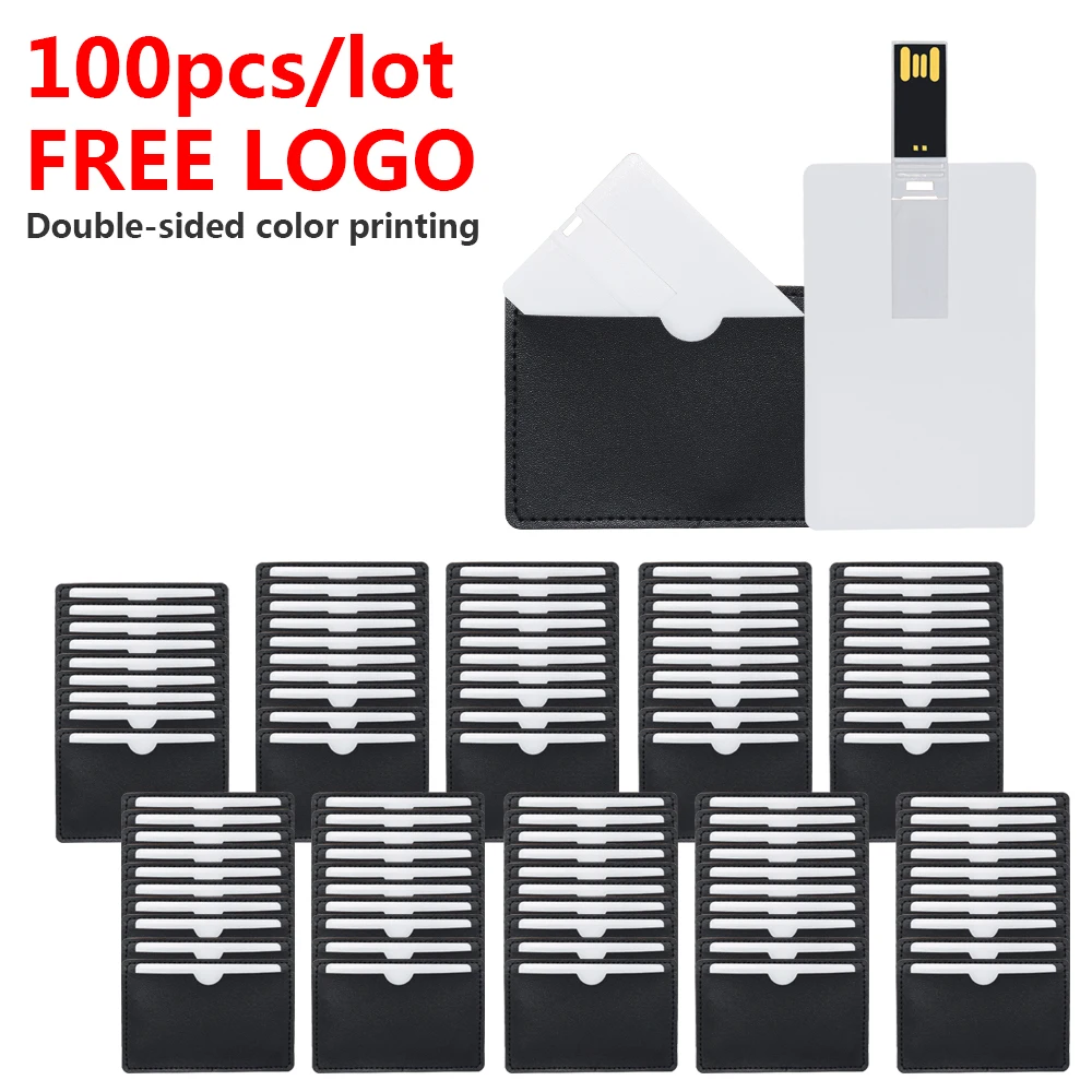 100Pcs Hot Koop Credit Card 2.0 Flash Drive 16Gb Geheugen Bank Card 32Gb 64G 128G pendrive Memoria Usb Stick Pen Drive Aangepaste Logo