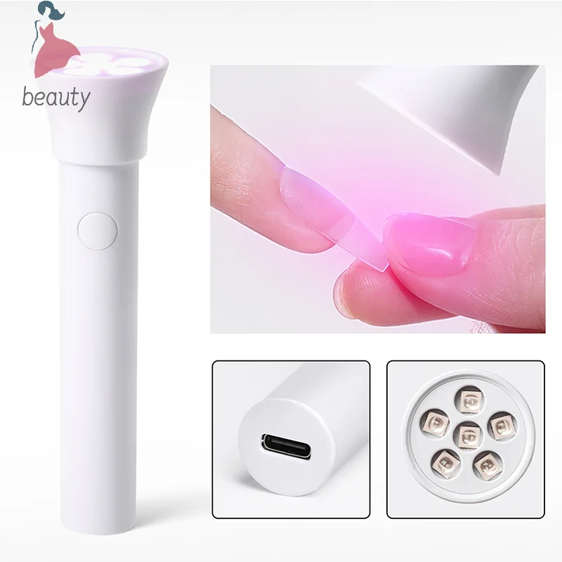 Portable Handheld UV LED Flashlight Nail Lamp 6 LED Beads Quick Dry USB Nail Dryer 18W Machine Nail Gel Dry Nail Art Tool