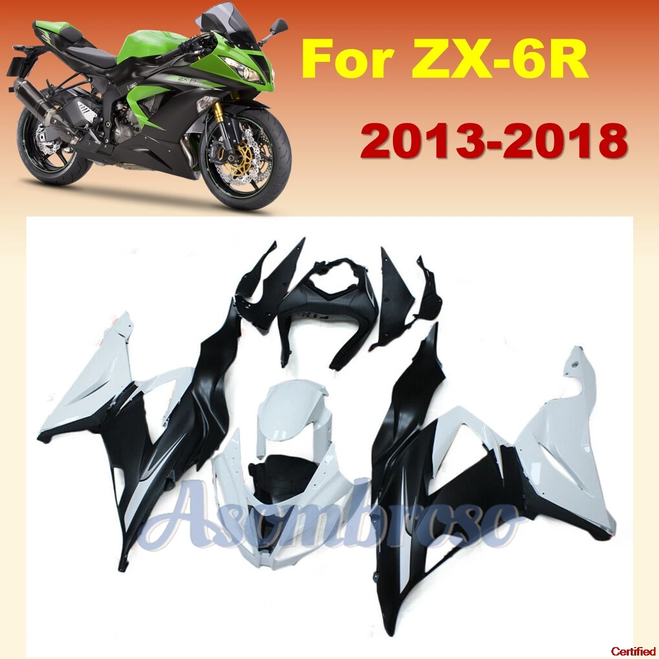 

Motorcycle Fairing kit For Ninja ZX6R 2013 2014 2015 2016 2017 2018 ZX 6R 13-18 ZX-6R white black body cover