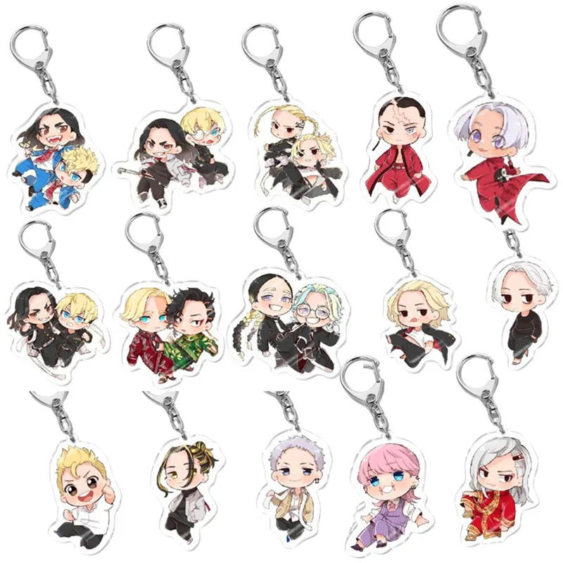 Anime Tokyo Revengers All Members Shapes Acrylic Plastic Figurine Keychain Mikey Takemichi Hanagaki Draken Ornaments Model Gift