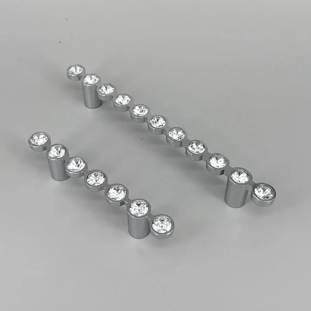 Crystal Glass Diamond Handle For Furniture Kitchen Cabinet Pulls Drawer Knob Wardrobe Cupboard Dresser Chrome Handle