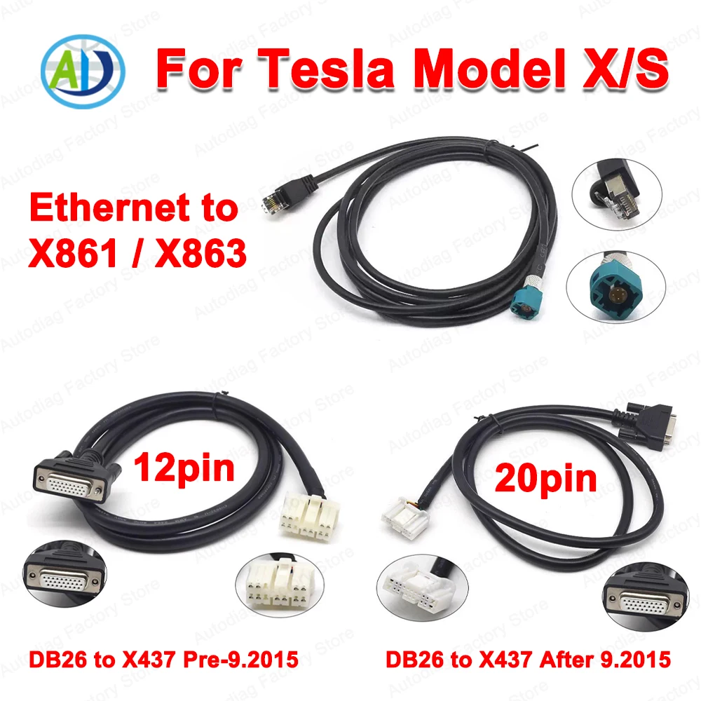 

Diagnostic Connector for Tesla Model S/X For Autel MaxiSYS Ultra/MS909/MS919 12pin 20pin Ethernet Car Diagnostic Service Cables