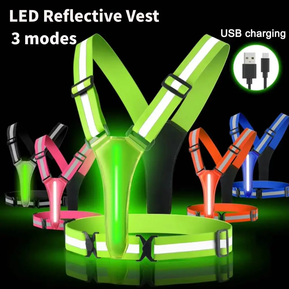 LED-Laufweste, reflektierend, leuchtende Reflektorgurte, hohe Sichtbarkeit, Nachtlauf-Reitbekleidung, elastisches Band