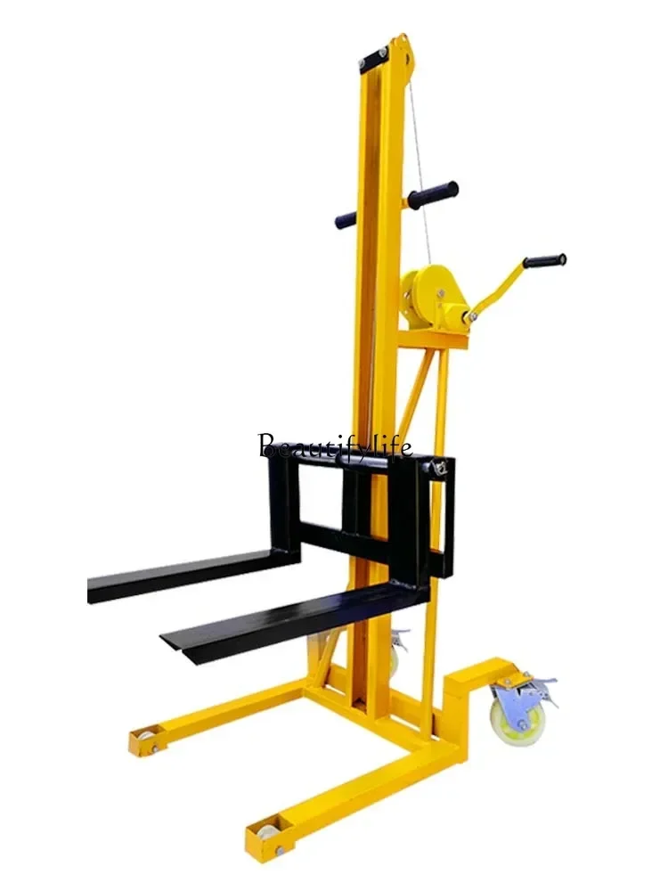 Manual Portable Forklift Hand Lifting Small Stacker Multifunctional Loader