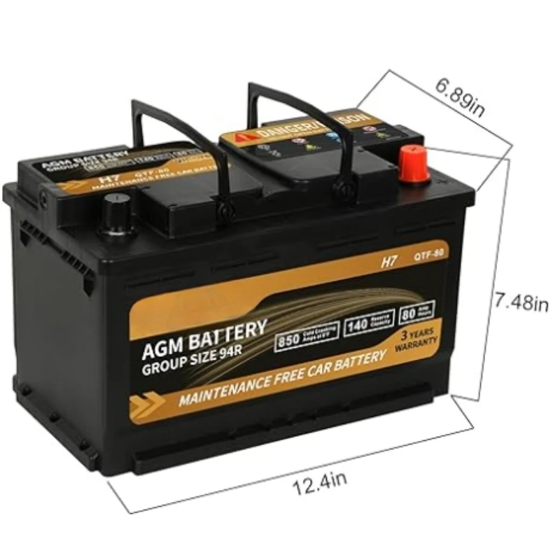 Platinum AGM Battery BCI Group 49-12v 95ah H8 Size 49 Automotive Battery, 160RC, 900CCA, 36 Months Warranty