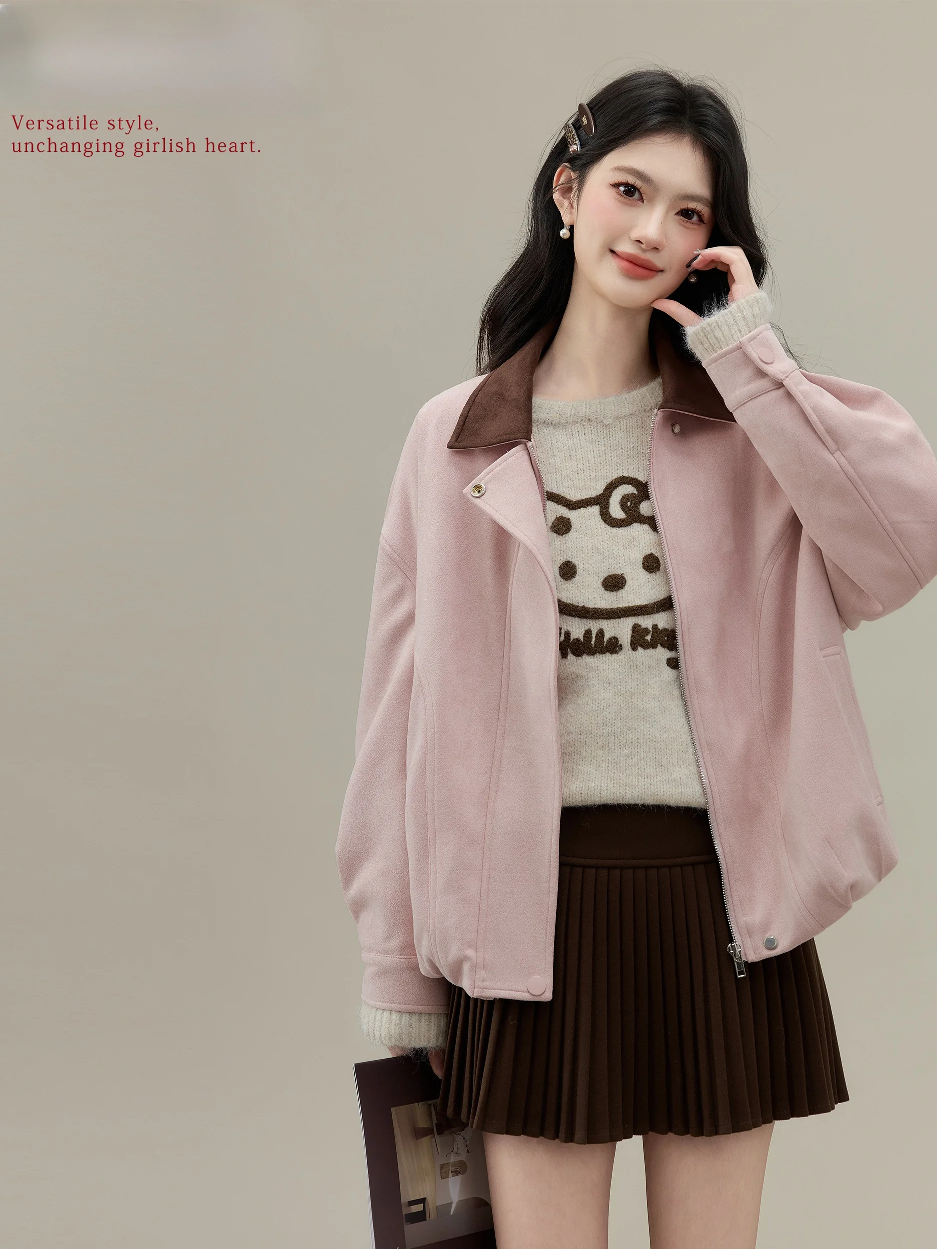 

Розовая повседневная бейсбольная куртка с воротником-стойкой для женщин, осенне-зимнее пальто малого размера, верхняя одежда на молнии, приталенный крой