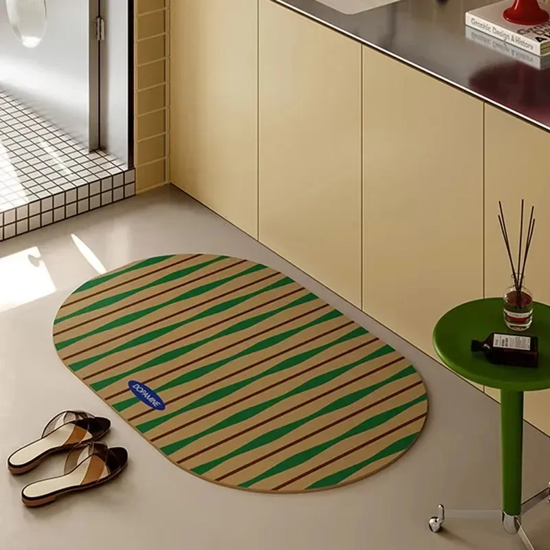 VIKAMA Light Luxury Minimalist Linear Rug Mat, Non Slip Area Carpet for Living Room Bathroom Entrance Home