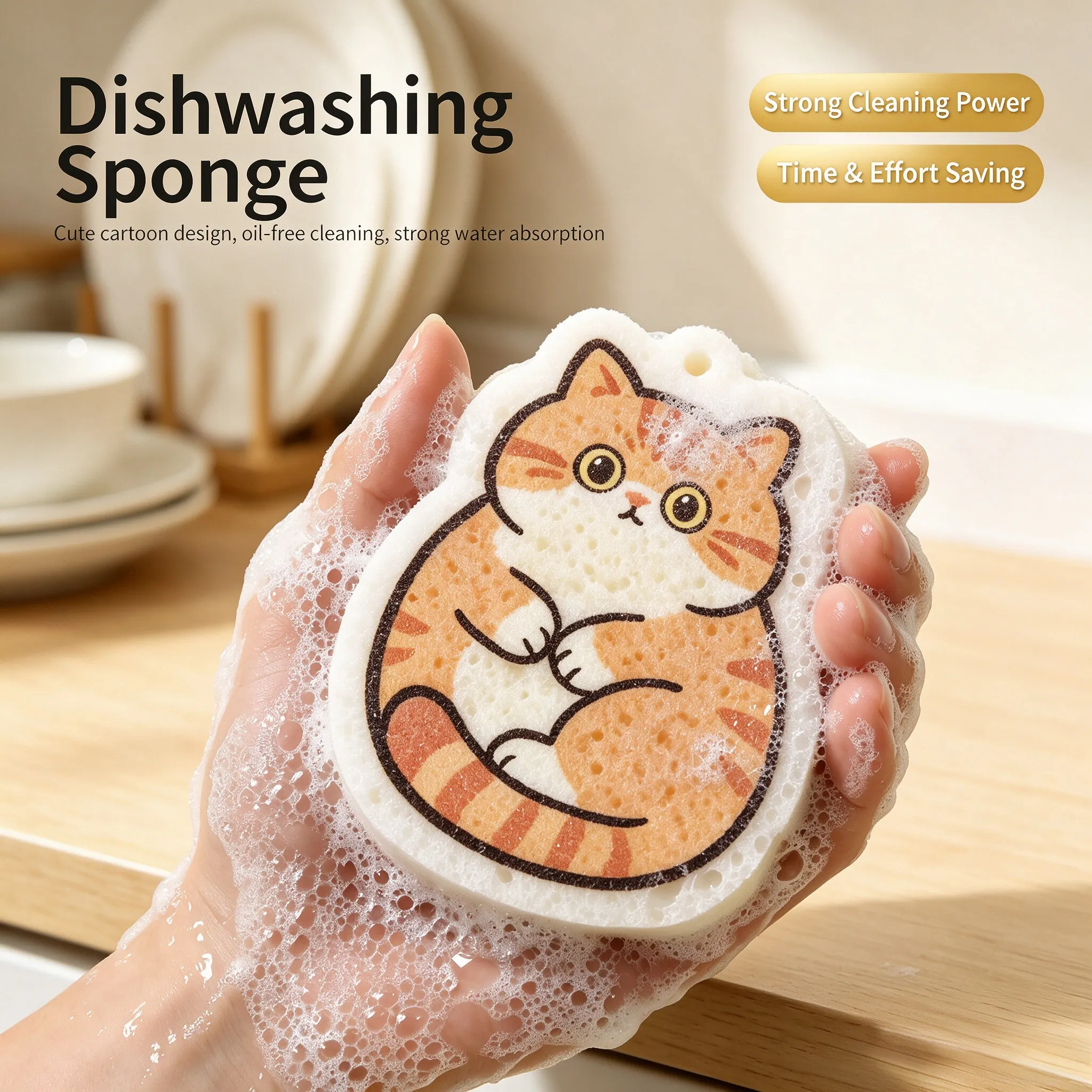 Wood Pulp Cotton Dish Washing Kitchen Dishwashing Bowl Household Cleaning Sponge For Wash Up Washable Sponges Clean Dishes