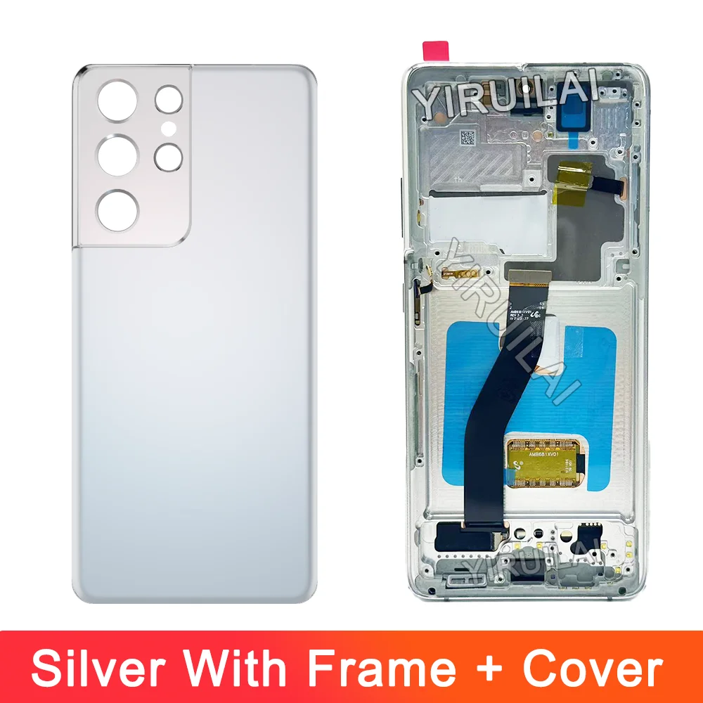 NONE AMOLED S21 Ultra-Bildschirm mit Rahmen für Samsung Galaxy S21 Ultra 5G G998B G998B/DS LCD-Display Touchscreen-Digitizer-Baugruppe 4