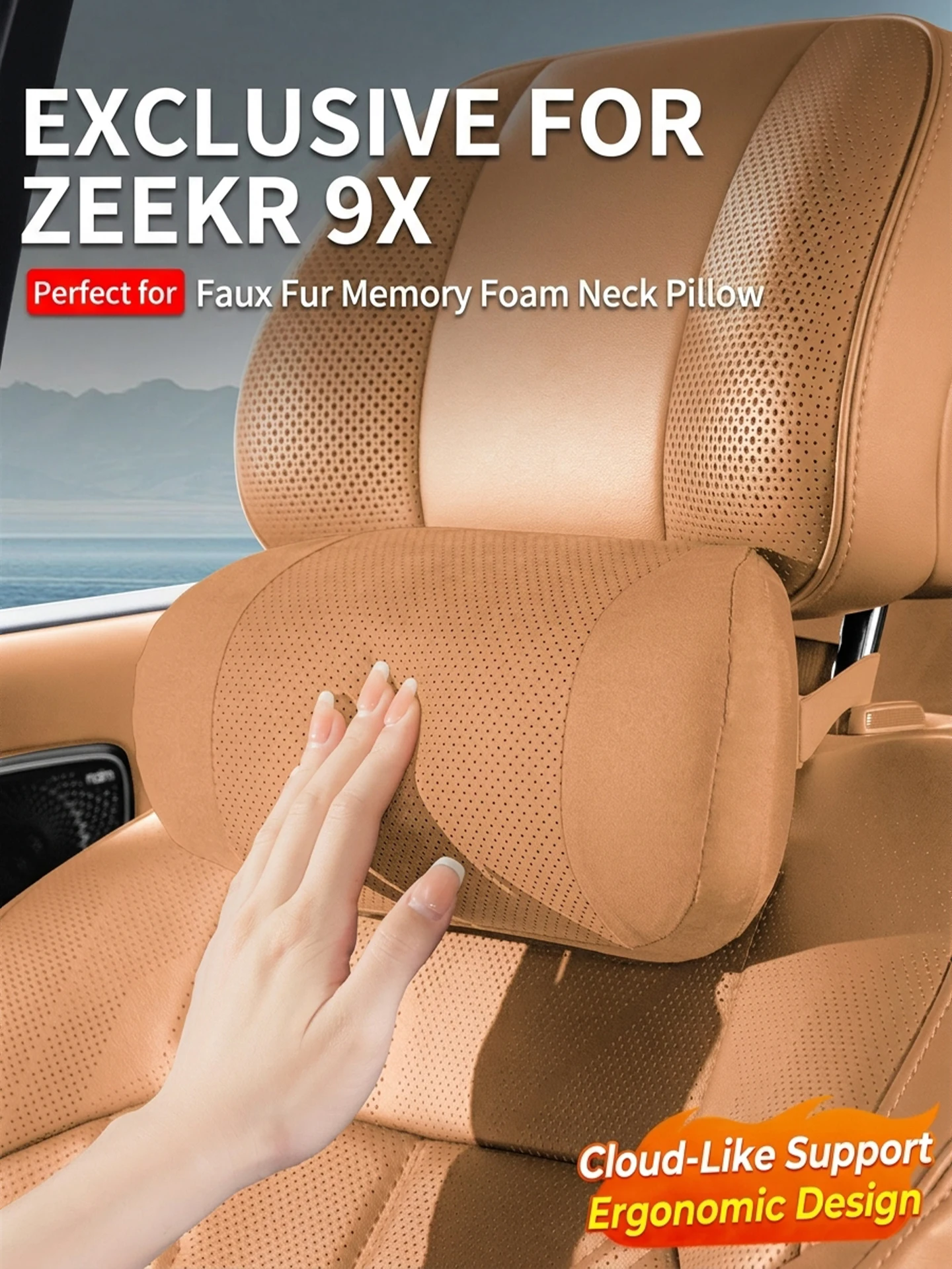 

For ZEEKR 9X Neck Pillow Breathable Hole Car Headrest Cervical Support Neck Rest Lumbar Cushion Interior Accessories