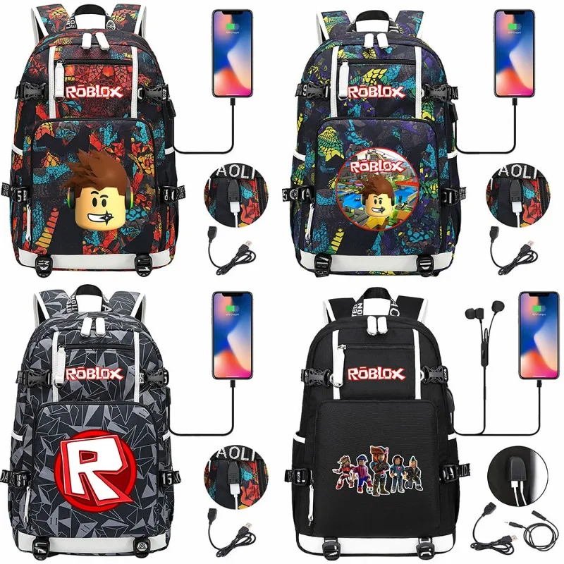 

Robloxs Creative Peripheral USB Headphones, School Bags for Teenagers and Students, Unisex Casual Travel Backpacks