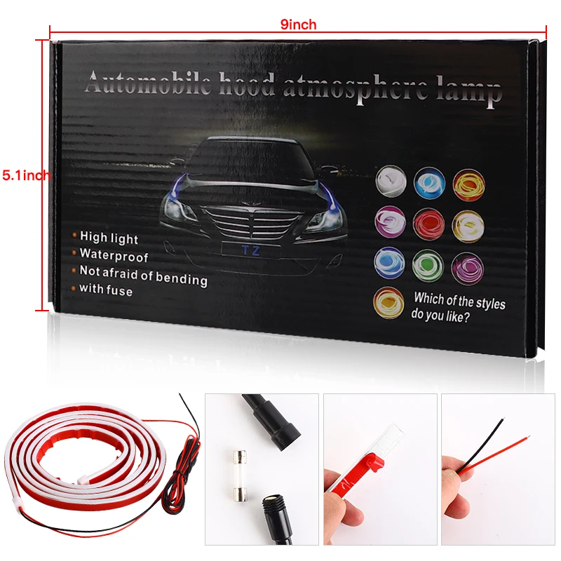 Scan Starting LED Car Hood Light Daytime Running Light Universal Flexible Dynamic Car DRL 12V Ambient Decorative Light Strip view 4