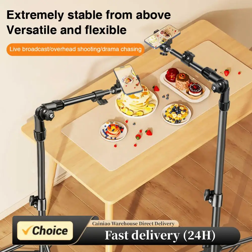 Trépied de prise de vue aérienne stable, barre horizontale rétractable de 1.7M, réglage universel, utilisation multi-scènes pour téléphone, flux/aliment en direct
