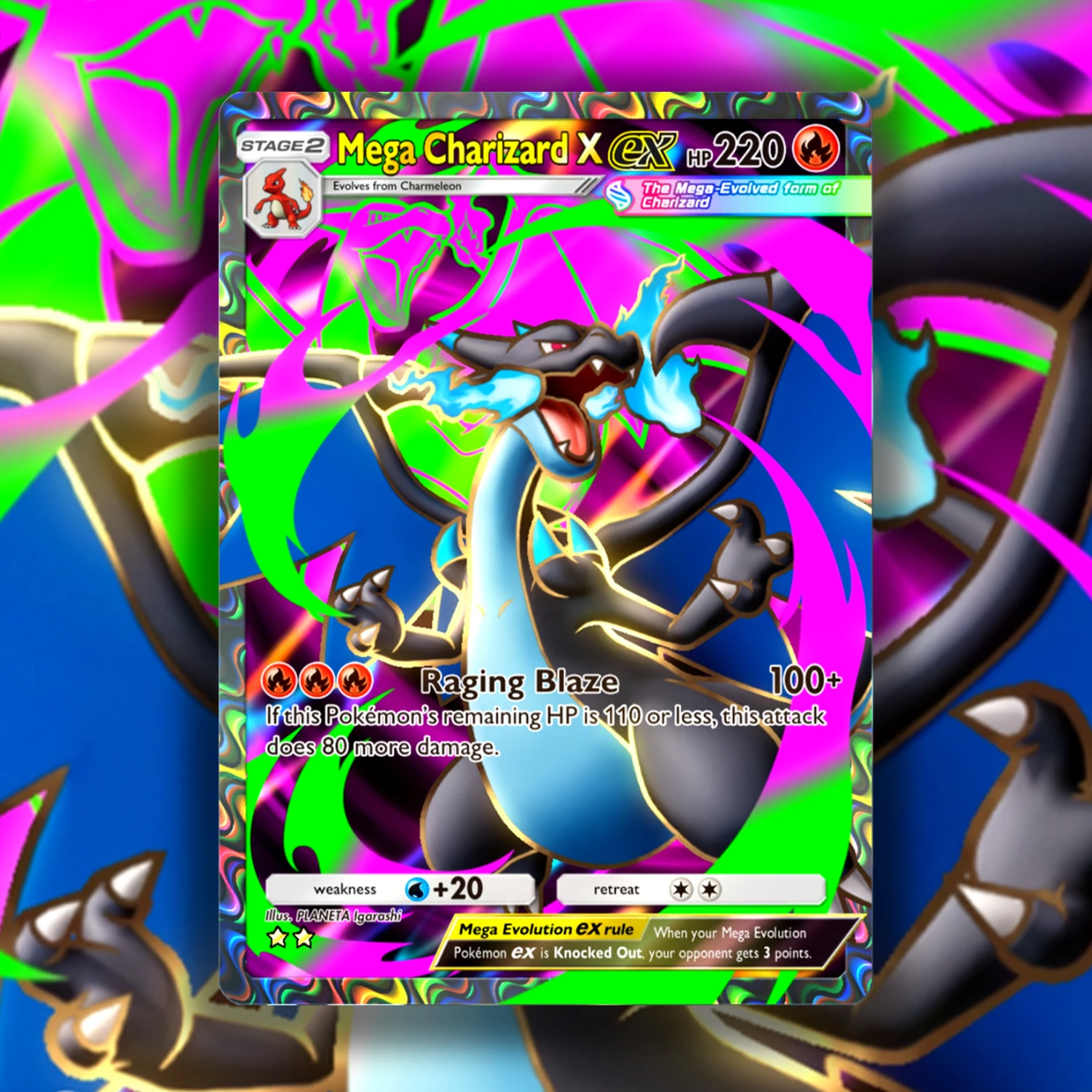 Tarjeta PKM TCG Pocket Mega Shine (B2b) con Texturas Grabadas, Tarjetas Individuales de Colección de Anime, Tarjetas de Juego Realistas