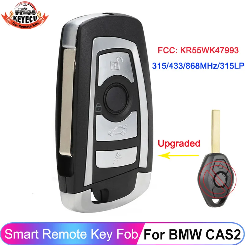 

KEYECU 4 Buttons Modified CAS2 For BMW 1 3 5 6 7 Series M5 X3 X5 E60 E65 ID46 PCF7953 315/433/868MHz 315LP Flip Remote Key