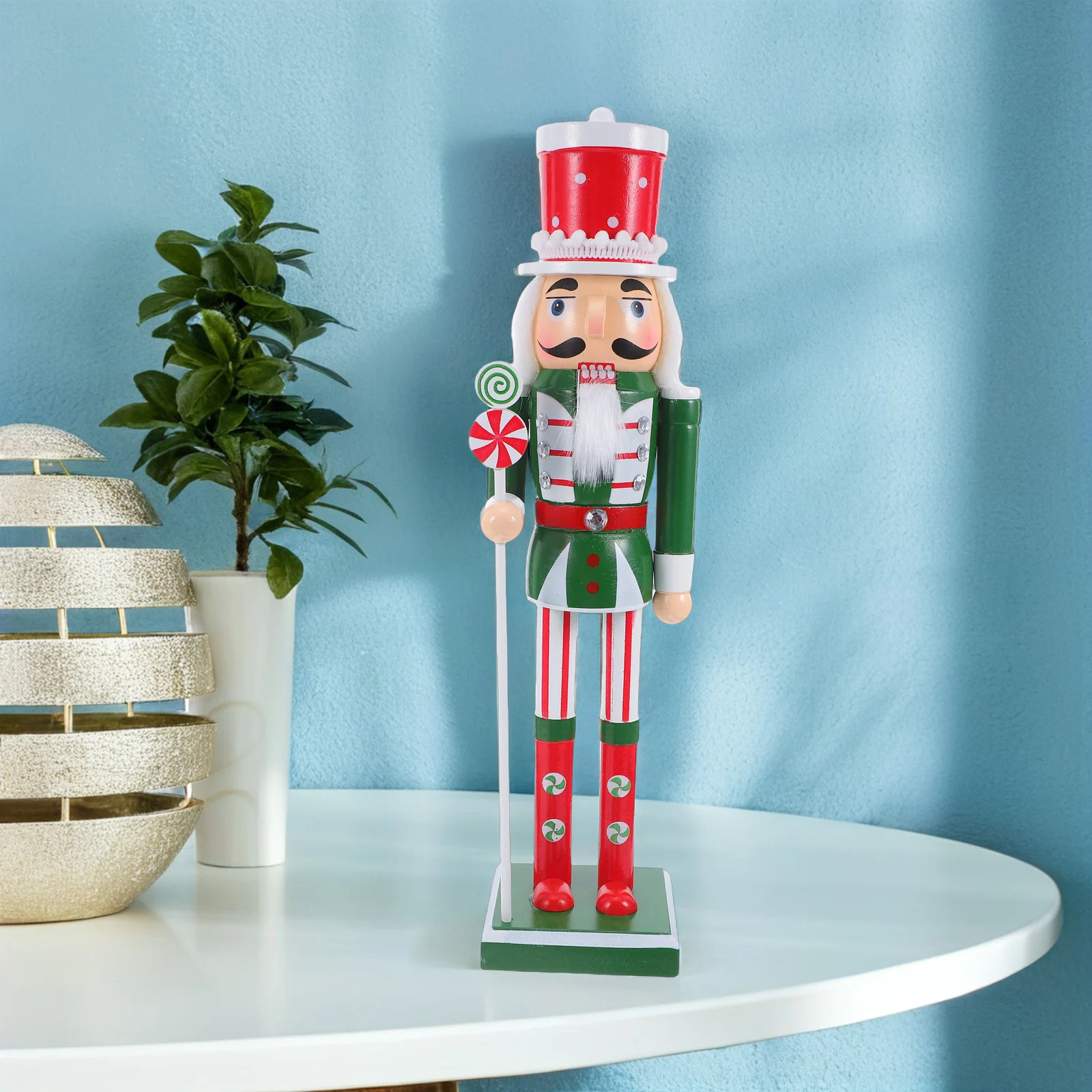 

Wooden Nutcracker Soldier Christmas Decor Handcrafted Table Centerpiece Festive Mantel Display Christmas Nutcracker