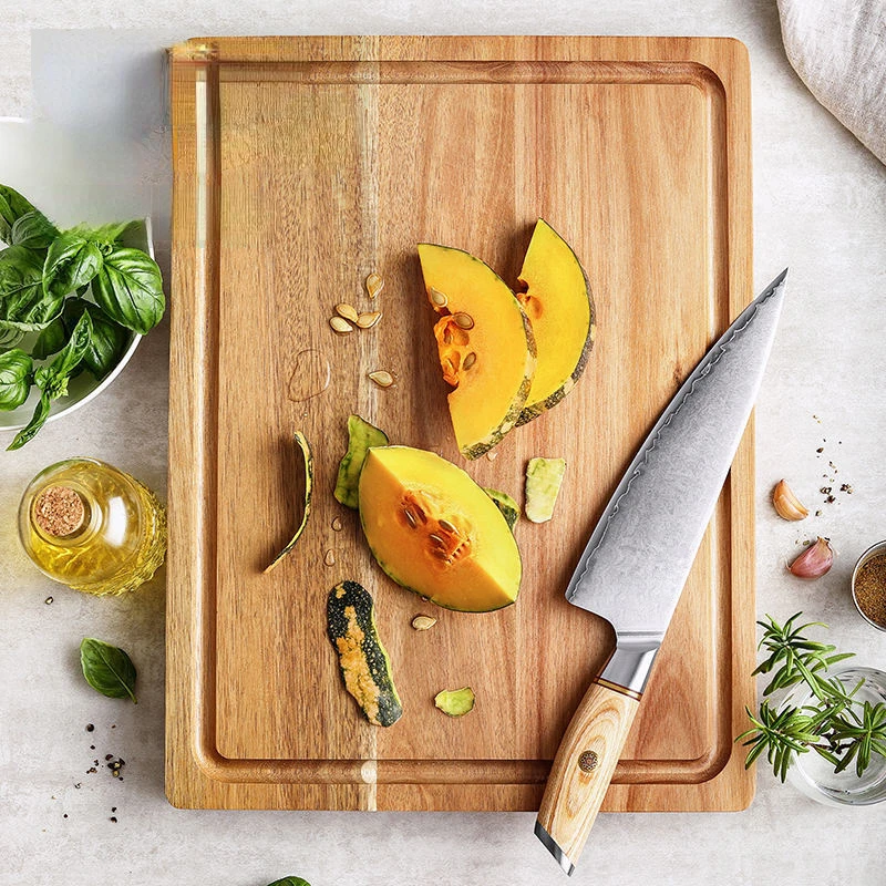 

Acacia Wood Cutting Board,Kitchen Fruit Rectangle Wooden Charcuterie Chopping Board,Meats Cheese Platter,Serving Butcher Block