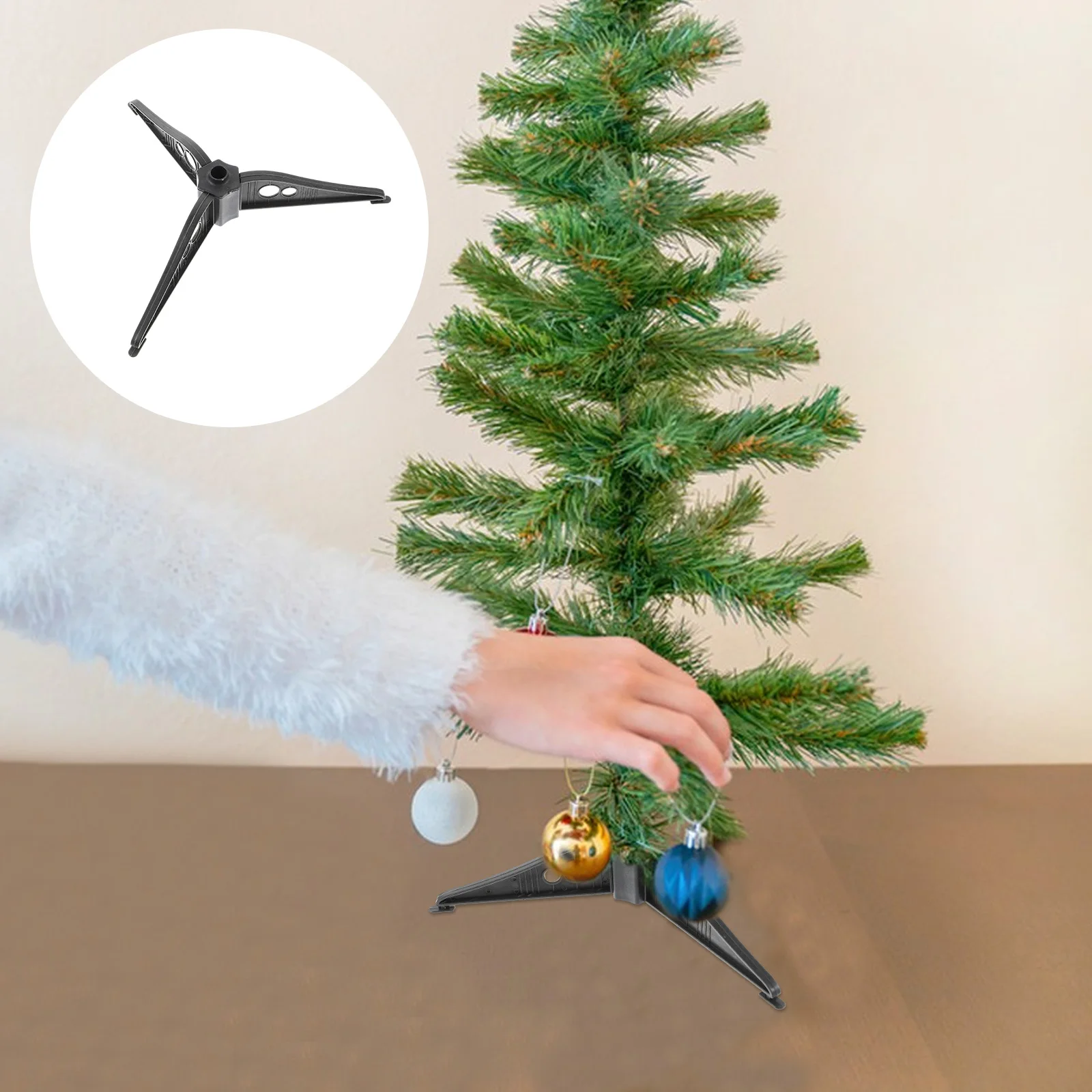 

1pc Christmas Stand Base Strong Plastic Xmas Tree Holder Stable Triangle Structure Detachable Design For Home Wedding Party