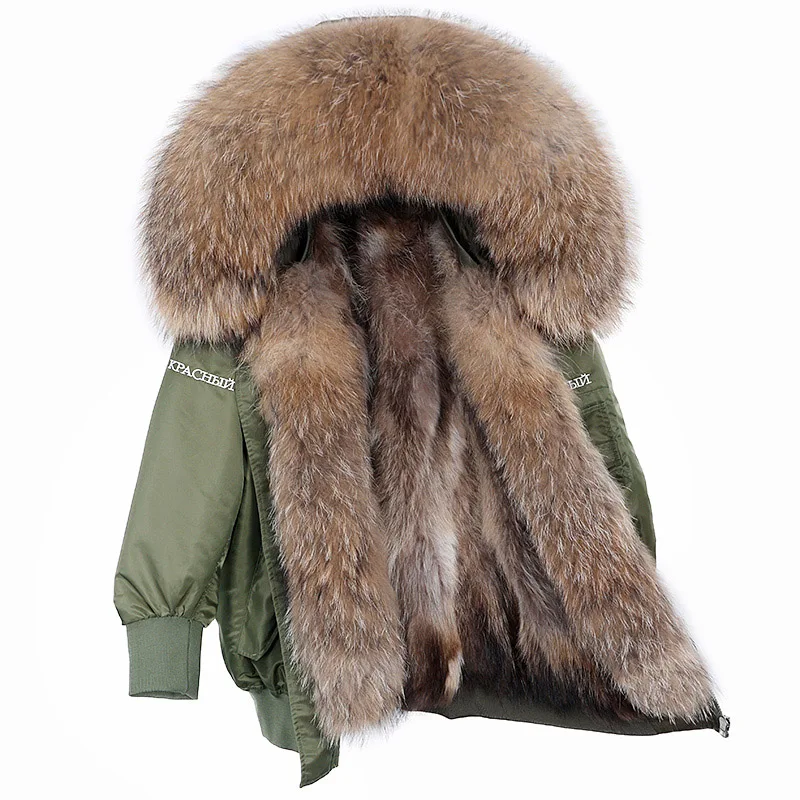 MAOMAOKONG 2022 New Real Fox Fur collar Women\'s winter fur coat Rabbit fur Jackets Detachable Raccoon lining Embroidery parkas