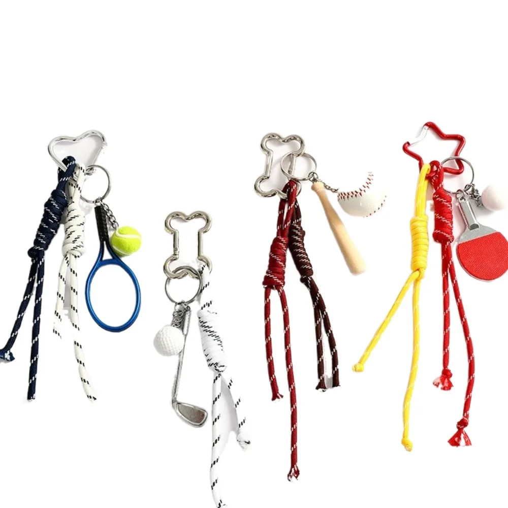 Fashion Baseball Tennis Golf Key Chain Handmade DIY Rope Keychain Sports Style Bag Pendant Valentine's Day Gift