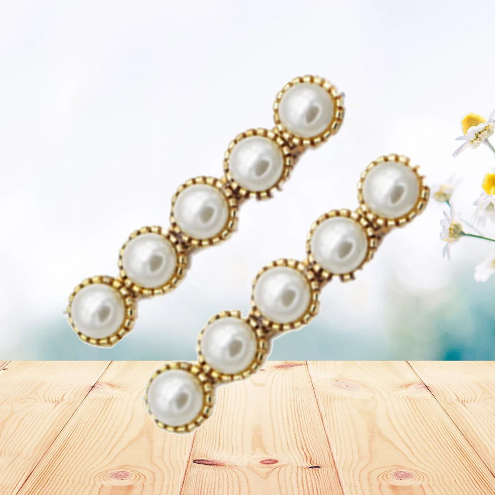 

2pcs Pearl Hair Clips for Women Wedding Bridal Faux Pearl Temperament Hair Hair Barrettes Accessories (Flower Shaped)