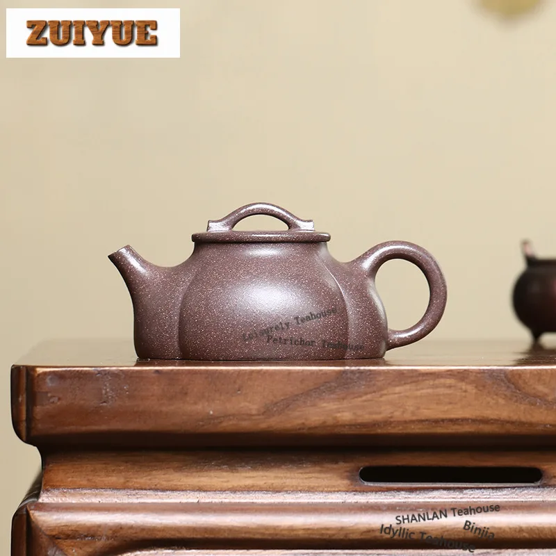 150ml Aesthetic Yixing Purple Clay Teapots Handmade Pot Raw Ore Purple Jade Gold Sand Mud Kettle Chinese Zisha Tea Set Craft