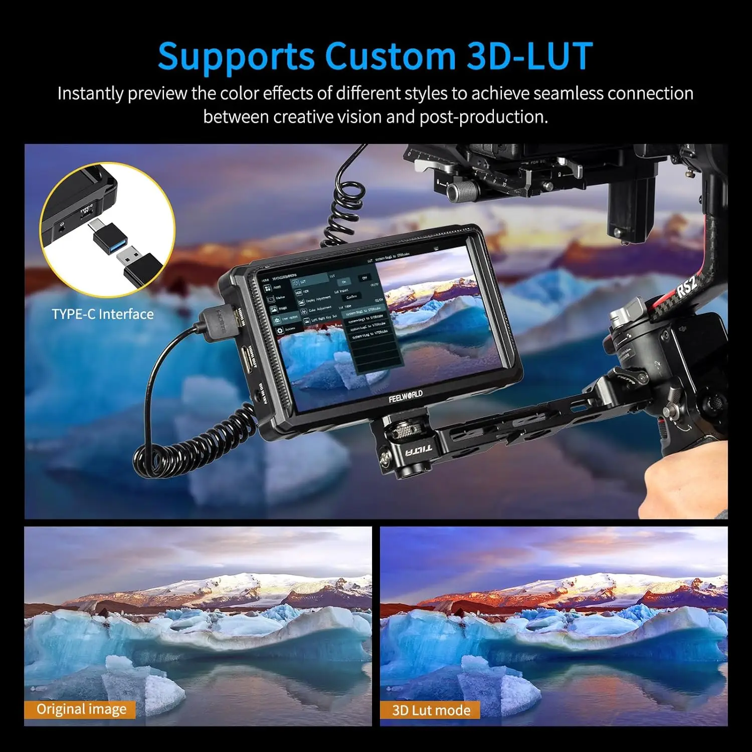 FEELWORLD FW568 PRO 6 "1200Nits Field Monitor Custom 4K 60Hz HDMI 3D LUT กล้องสว่างสูง DSLR น้ําหนักเบา Field การตรวจสอบ