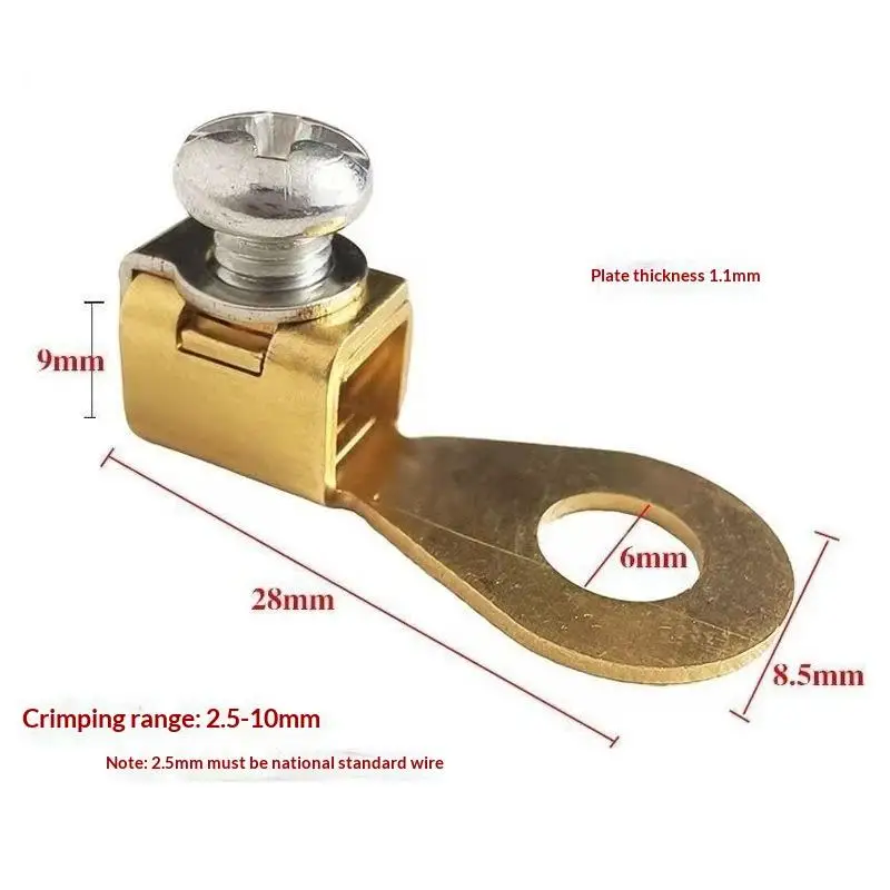 Brass Copper Wire Terminal Connectors High Conductivity Corrosion Resistant 1Pcs for Automotive Electrical Wiring Repair
