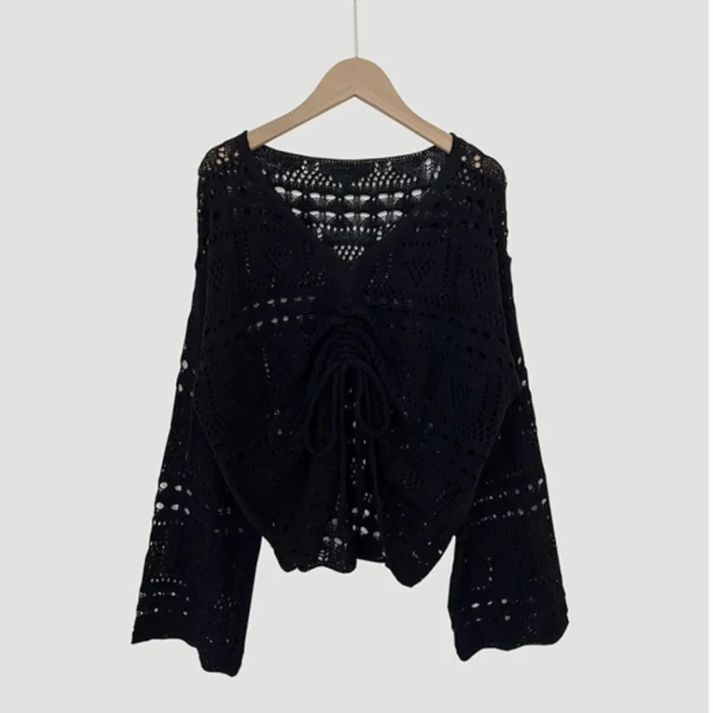 

Casual Fashion Shirt Hollow Drawstring Shirt Holiday Party Look Brand New Condition Moderate Elasticity For Casual Wear