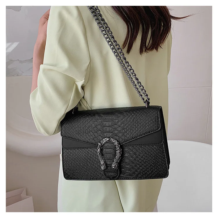 

Retro Style Fashion Shoulder Bag for Women Luxury Snake Pattern Crossbody Small Square Bags Ladies Handbags and Purse