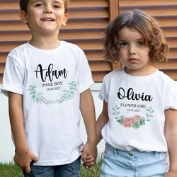 Personalised Flower Girl  Page Boy T-shirt Wedding Proposal Gift for Kids Bridal Party Wedding Day Children Wedding Tops