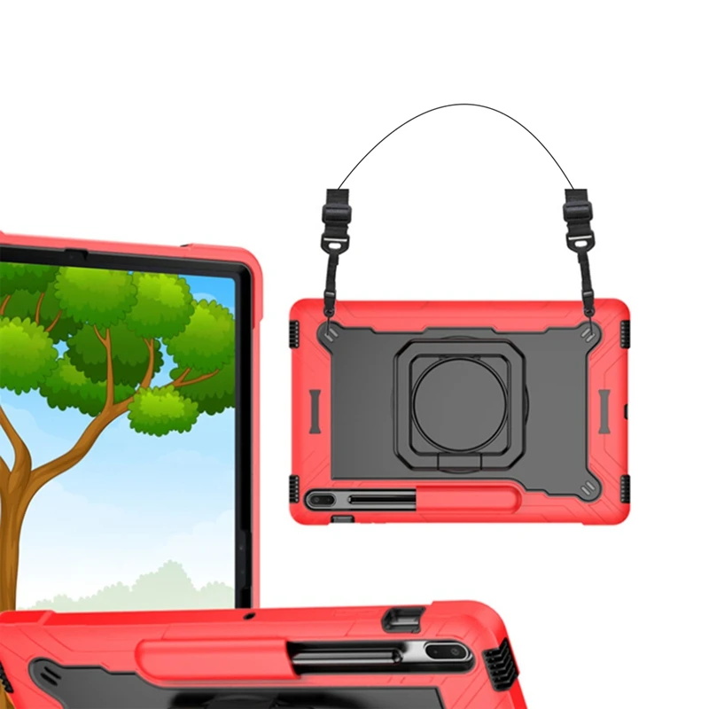 Shockproof Capa Para Samsung Tab S7 FE, Suporte Handle, Alça De Ombro, Caso, 12,4"