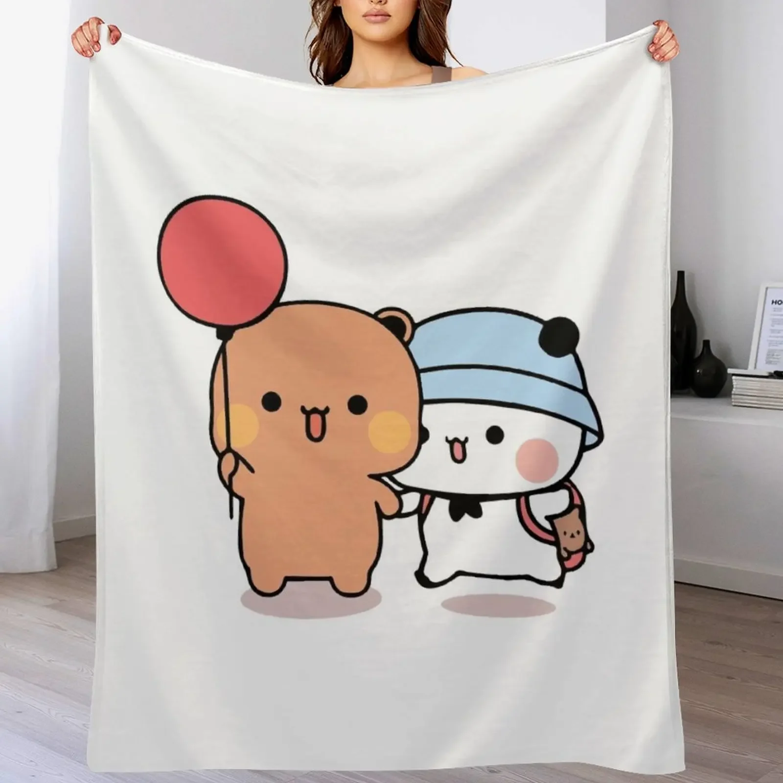 

Bear and Panda Bubu Dudu Balloon Throw Blanket For Baby Extra Large Throw Camping For Sofa Thin Blankets