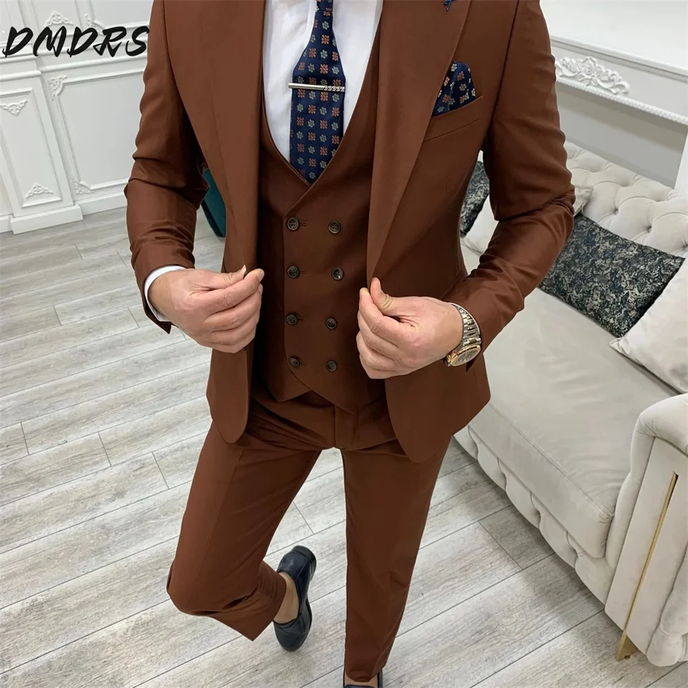 

High Quality Solid Color Prom Suit 3PCS 2025 Classic Single Breasted Suit For Groomsmen Including Jacket Pants Suit Customized