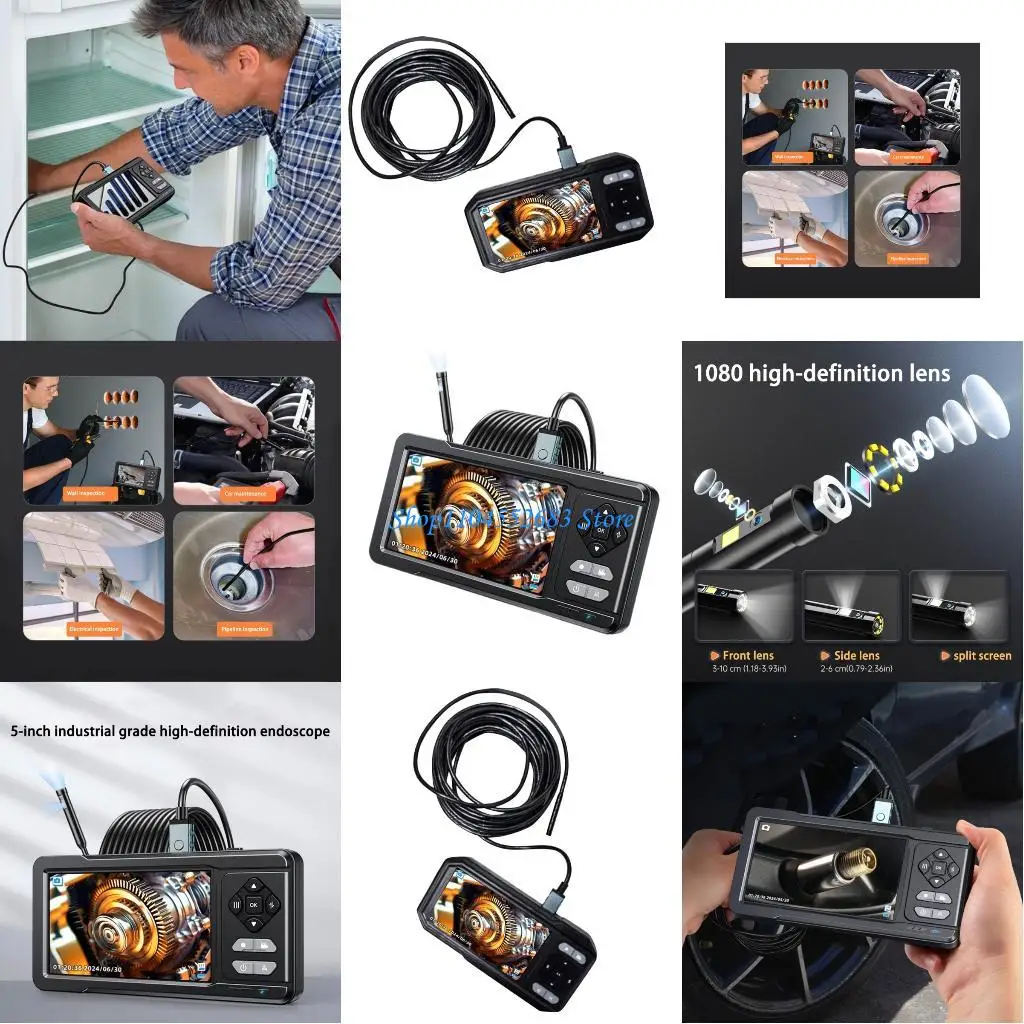 

Y6GD 1080P 720P Industrial Fiberscope with Split Screen IPS Display Hook Accessories Included
