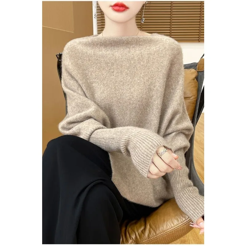 كسول نمط محبوك سترة 2025 الخريف نمط جديد غير النظامية تصميم الخفافيش كم المرأة الأعلى #3