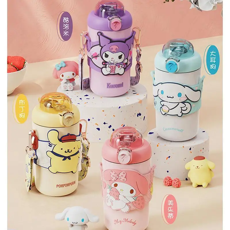 

Sanrio Hello Kitty Colorful Cute Cartoon Pattern Sus 304 Cup Steel for Students Children School Daily Use with Straw and Strap