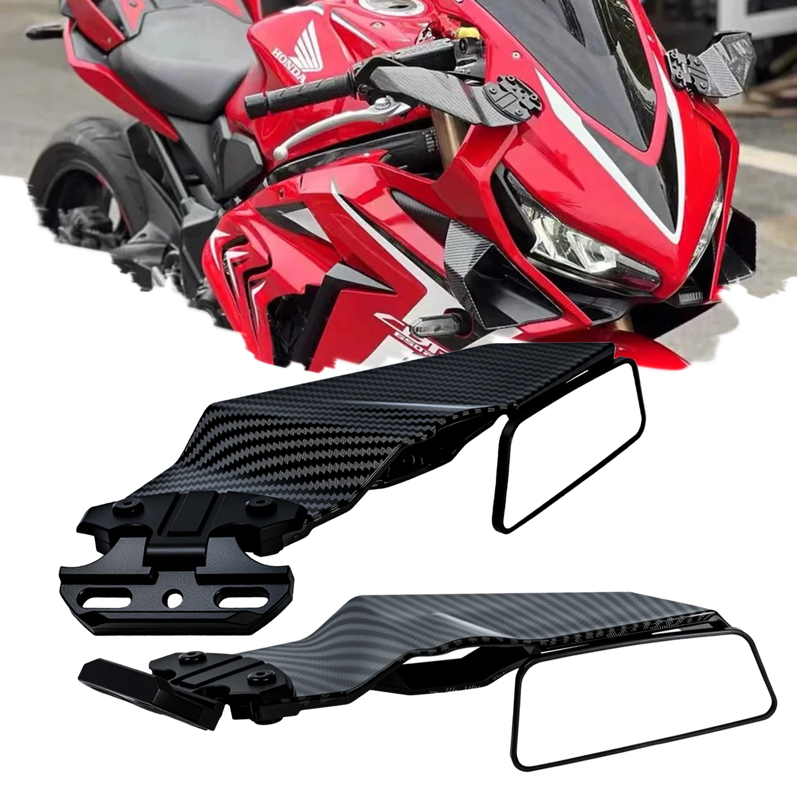 

Motorcycle Mirror Adjustable Rotating Rearview Mirror Universal Side Wing Spoiler Fairing For Honda Kawasaki Suzuki BMW Yamaha