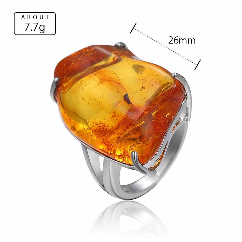 2024 New Arrival Natural Precious AmberRing 925 sterling silver Jewelry Gifts CrystalLuxury Ring Temperament Retro Ring