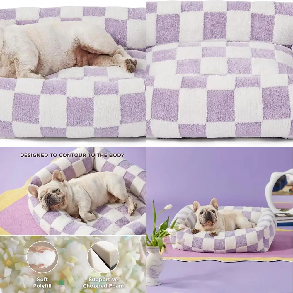 

Medium Dog Orthopedic Bed - Washable, Cozy Shaggy Plush Rectangle Sofa with Anti-Slip Base, 30x24x8